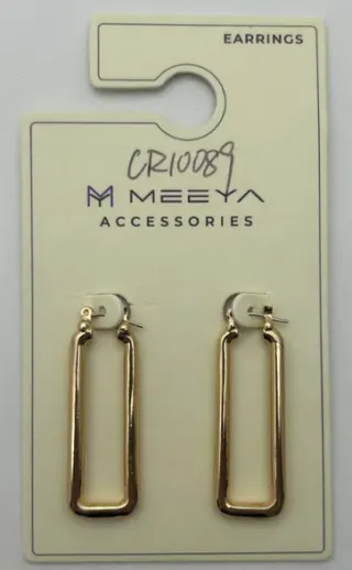 MEEYA Gold Geometric Rectangle Hoop Earrings, 18K Gold Plated Alloy, Minimalist Lightweight Hoops for Women, Everyday Commute Jewelry