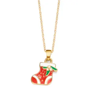 Christmas Stocking Enamel Pendant Necklace, 18K Gold Plated Stainless Steel, Festive Dopamine Color Jewelry, 45+5cm Adjustable Chain