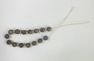 Natural Tiger Eye Stone Bead Chain - Cat's Eye Polished Round Beads Bracelet Necklace, Lucky Protective Jewelry, Elastic Cord, 1 Piece