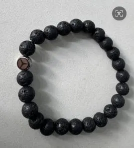 Black Volcanic Stone Beaded Bracelet - Natural Stone Elastic Stretch Bracelet for Men & Women, Approx 6cm, Minimalist Zen Jewelry