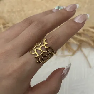 Stainless Steel Gold Irregular Geometric Ring Set of 6 - Openwork Wave Star Statement Stacking Rings, Hypoallergenic 18K Gold Plated, Vintage Y2K Fashion Jewelry for Women