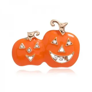 Pumpkin Enamel Brooch Halloween Vintage Vegetable Pin Alloy Gold-Plated 3D Relief Fashion Accessory for Women