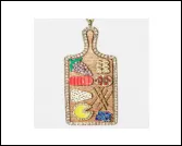 Christmas Fruit & Vegetable Enamel Pendant Charm, 18K Gold Plated Alloy, Retro Colorful Rectangular Necklace Drop, Holiday Gift Jewelry