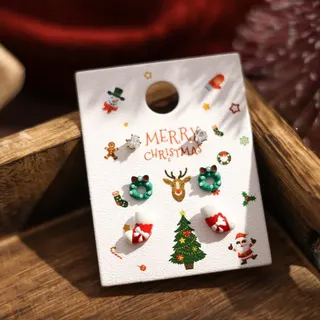 Christmas Earrings Set for Women - 3 Pairs Wreath Boot Reindear Stud Earrings, Alloy with Rhinestone, Festive Holiday Gift, Approx 2cm