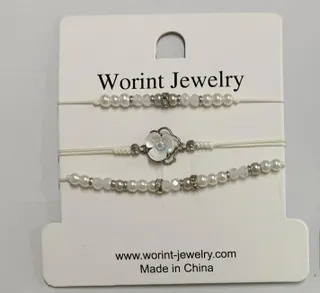Worint Jewelry French Chic Beaded Bracelet - Pearl & Flower Charm Elastic Bracelet for Women, Stackable Delicate Jewelry