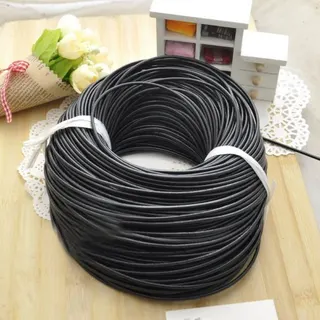 Black Leather Cord 2mm x 5m DIY Beading String, Durable Braiding Rope for Bracelet Necklace Pendant Jewelry Making Craft Supplies
