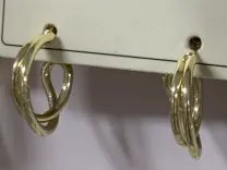 Luxury Geometric Twist Hoop Earrings - 18K Gold Plated Alloy, Sculpted Wrinkle Design, Hypoallergenic Statement Earrings for Women