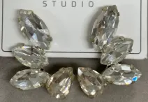 Marquise Cluster Crystal Earrings Women - Champagne Green Alloy Rhinestone Drop Earrings for Wedding Party Daily Wear