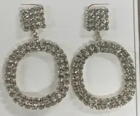 Luxury Rhinestone Hoop Earrings, Alloy Square & Circle Crystal Drop Earrings, Statement Party Wedding Jewelry for Women