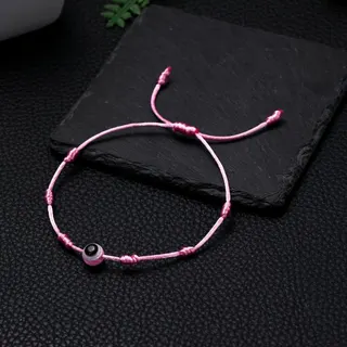 Evil Eye Bracelet Yellow Braided Cord Adjustable Handmade String Bezel Resin Charm Boho Lucky Protection Wristband 16-28cm