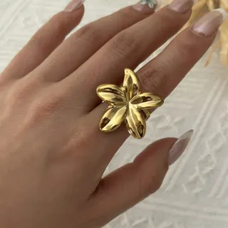 Vintage Starfish Ring Gold Stainless Steel Ocean Element Wide Statement Ring Hypoallergenic 18K Gold Plated Beach Boho Jewelry
