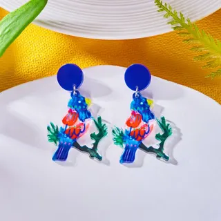 Pop Art Colorful Butterfly Acrylic Earrings, Retro Y2K Bold Statement Studs, Lightweight Iron Post, 4.5x3.3cm, Pair