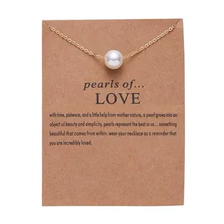 Minimalist Pearl Necklace for Women, Gold Plated Alloy Chain with Single Pearl Pendant, Elegant Dainty Clavicle Chain, Gift Card Packaging