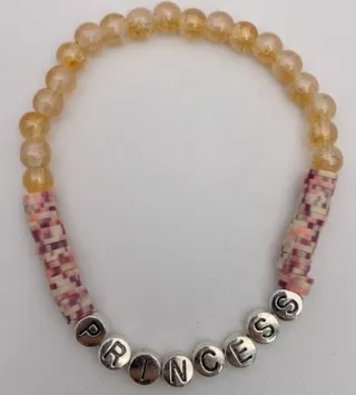 Princess Letter Beaded Bracelet - Glass Crystal & Mosaic Charm, Sweet Boho Style Women's Jewelry