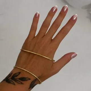 Stainless Steel Thin Line Bangle Bracelet for Women, 18K Gold Plated Minimalist Slim Cuff, Hypoallergenic Tarnish-Free, Stackable Delicate Wristband
