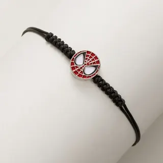 Spider Woven Bracelet Blue Alloy Cut-Out Charm Adjustable 16-28cm Punk Style Braided Cord Wristband for Men Women