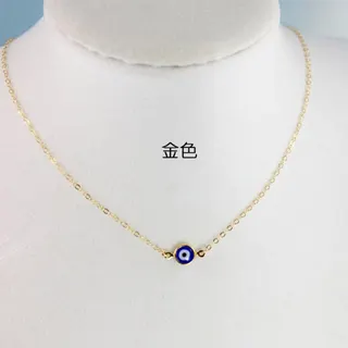 Evil Eye Necklace Women, Gold Evil Eye Pendant Chain, 18K Gold Plated Alloy Lucky Charm Clavicle Chain, 45cm Minimalist Boho Layering Necklace