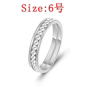 Stainless Steel Diamond Ring for Women Size 6, Titanium Steel Zircon Band, Hypoallergenic Tarnish-Free Polished Thin Stackable Ring, Silver