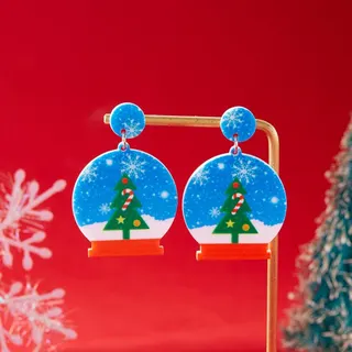 Christmas Santa Claus & Snowflake Acrylic Drop Earrings, Cute Cartoon Holiday Dangle Earrings with Hypoallergenic Steel Post, Festive Party Gift Jewelry (Pair)