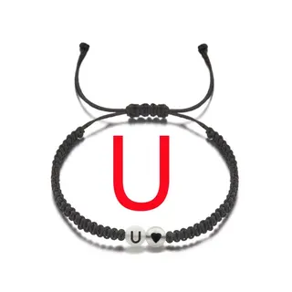 Glow in the Dark Letter K Braided Bracelet, Resin Letter Bead + Woven Cord, Adjustable 16-26cm, Personalized Unisex Wristband