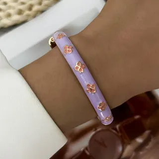 Vintage Enamel Geometric Flower Bangle Bracelet - 18K Gold Plated Alloy, Bohemian Color-Block Diamond Pattern, Statement Wrist Cuff for Women