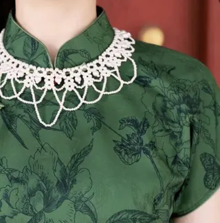 Vintage French Lace Flower Pearl Necklace - Imitation Pearl Beaded Choker Collar, Adjustable 48+75cm, Elegant Qipao & Wedding Accessory for Women