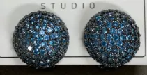 Blue Crystal Ball Earrings - Alloy Rhinestone Hoop Earrings, Statement Luxury Retro Ear Jewelry for Women