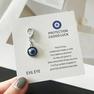 Evil Eye Keychain Charm, Blue Protection & Good Luck Pendant, Alloy Evil Eye Keychain with Lobster Clasp, Anti Evil Eye Bag Car Accessory Gift