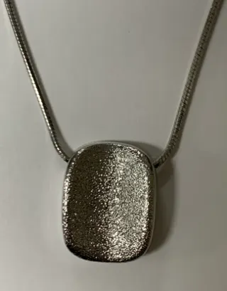Minimalist Silver Snake Chain Necklace with Matte Cushion Pendant, Tarnish-Free Alloy, Unisex Everyday Jewelry