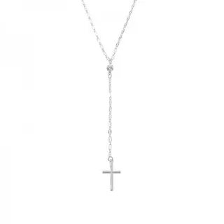 Gold Cross Lariat Necklace for Women, 18K Gold Plated Alloy with Zirconia Drop, Adjustable 40+5cm Lariat Pendant Chain, Minimalist Religious Jewelry Gift