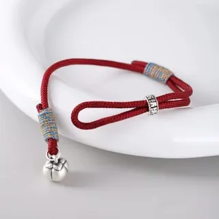 Good Luck Red String Bracelet for Women, Adjustable Woven Cord with Alloy Persimmon Charm, Chinese Zodiac Year Gift, 16-22cm