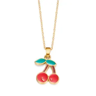 Christmas Cherry Enamel Pendant Necklace for Women, 18K Gold Plated Stainless Steel Drip Color Fruit Locket Chain, Sweet Cute Adjustable 45+5cm