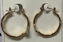 Vintage Hammered Hoop Earrings - Antique Gold Alloy Large Circle Earrings, Bohemian Lightweight Stud Hook Earrings for Women