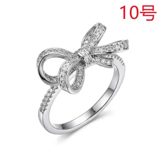 Butterfly Knot Zircon Ring White Gold Plated Size 8 Sweet Elegant Open Band Jewelry for Women