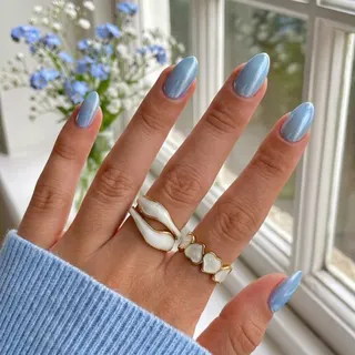 Stainless Steel Enamel Geometric Ring Set of 2 - Gold & White Petal Wave Open Ring, Hypoallergenic Tarnish-Free Fashion Jewelry for Women