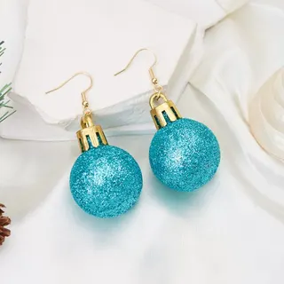 Red Christmas Bauble Drop Earrings for Women, Acrylic + Alloy Mirror-Finish Ribbed Ball Hook Earrings, Festive Party Jewelry Gift, 1 Pair