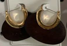 Luxury Mother of Pearl Hoop Earrings, 18K Gold Plated Alloy, French Vintage Crescent Ear Jewelry for Women