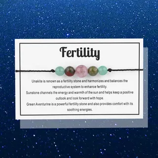 Fertility Sunstone & Green Aventurine Beaded Bracelet, Handwoven Adjustable Wax Cord Crystal Bracelet 30cm, Minimalist Natural Stone Wristband for Women