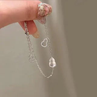 New Chinese Style Gourd Lucky Charm Bracelet with Rhinestone & Faux Pearl Drop, Adjustable Silver Alloy Jewelry for Women, Gift for Her