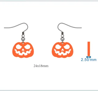 Halloween Pumpkin Jack O'Lantern Acrylic Earrings - Funny Cartoon Orange Dangle Earrings for Fall Festival Party Costume, 24x18mm Lightweight Fish Hook Earrings