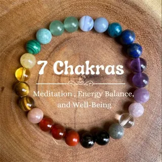7 Chakras Natural Stone Bead Bracelet - Multi-Color Energy Balance Meditation Yoga Elastic Bracelet for Women