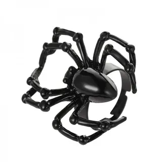 Halloween Spider Ring, Mirror Polished Alloy Adjustable Open Band, Gothic Prank Costume Jewelry for Party & Cosplay