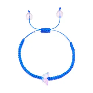 Pink Butterfly Braided Bracelet Adjustable Crystal Charm Beaded Bracelet for Women Girls Sweet Cute Handmade String Wristband Gift