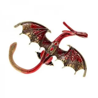 Red Dragon Brooch Enamel Alloy Flying Dragon Pin Chinese New Year Gift Vintage Gothic Fashion Jewelry for Women 7.8cm