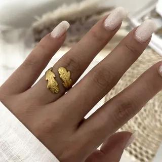 Stainless Steel Heart Enamel Ring for Women, 18K Gold Plated Cloud Shape Stackable Ring, Hypoallergenic Fashion Jewelry 1.8cm, French Vintage Style