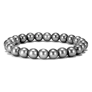 Faux Pearl Beaded Bracelet for Women - Lightweight Hypoallergenic Plastic Imitation Pearl, Champagne Gold/Off-White, 17cm Elastic Stretch, Elegant Minimalist Everyday Jewelry