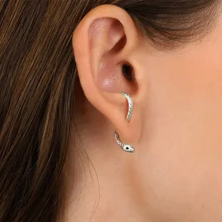 Snake Shape Stud Earrings for Women, Gold Alloy 18K Gold Plated, Retro Textured Scale Design, Hypoallergenic Small Snake Ear Studs 2.5cm