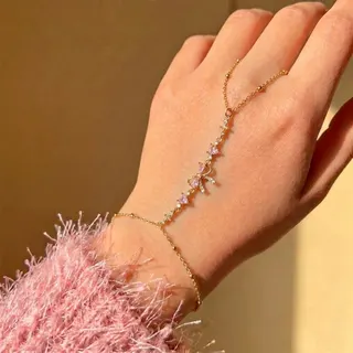Pink Zircon Butterfly Bracelet for Women, 18K Gold Plated Stainless Steel Heart Charm Chain, Adjustable 17+5cm Sweet Girl Jewelry Gift