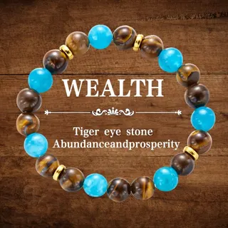 Tiger Eye Natural Stone Elastic Bracelet with Evil Eye Beads, Multi-Color Boho Crystal Beaded Wristband, Adjustable ~18cm, Lucky Charm Jewelry for Women