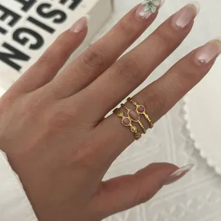 French Vintage Oval Red Stone Ring, Stainless Steel 18K Gold Plated, Woven Band with Engraved Detail, Anti-Allergy Statement Ring for Women